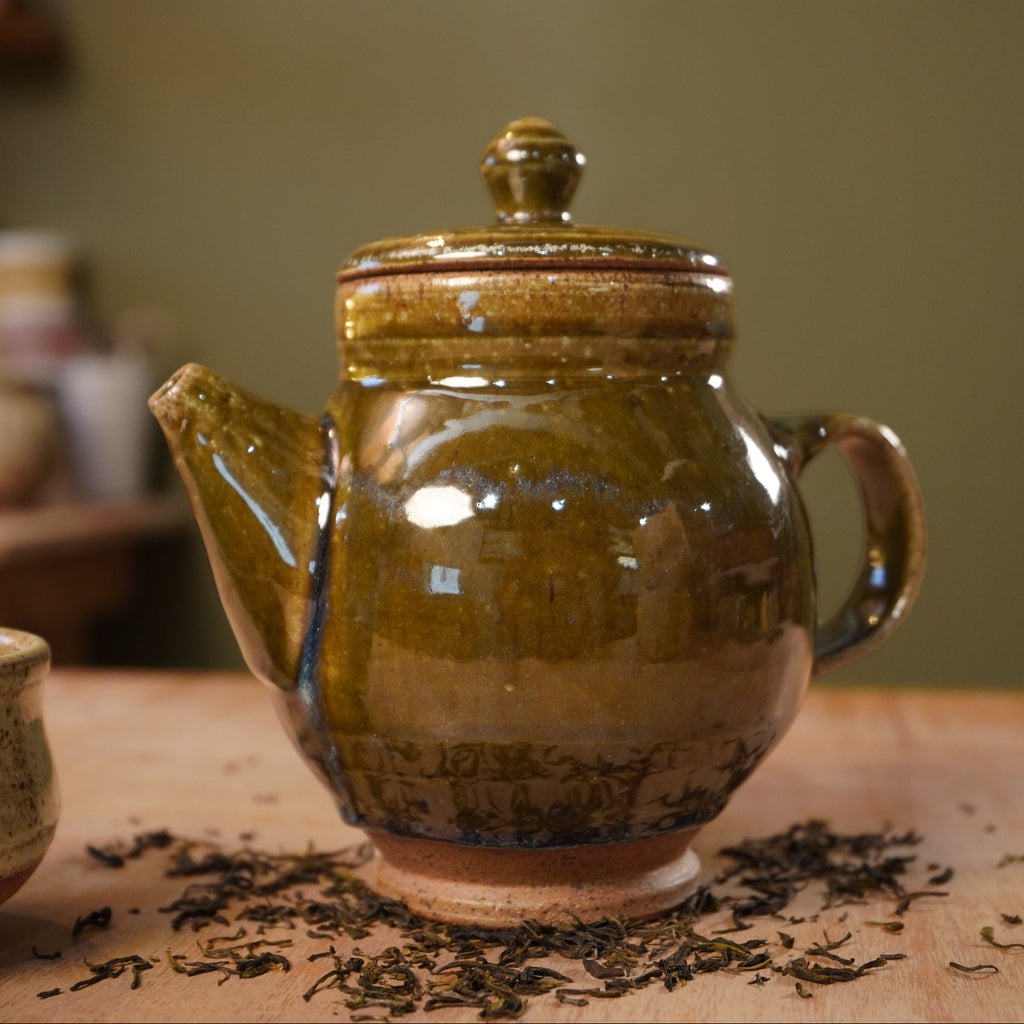Handmade Olive Green Stoneware Teapot | Wheel-Thrown Ceramic Teapot