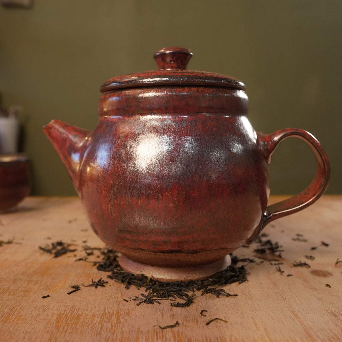 Handmade Copper Red Stoneware Teapot | Wheel-Thrown Ceramic Teapot