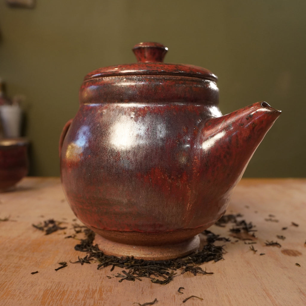 Handmade Copper Red Stoneware Teapot | Wheel-Thrown Ceramic Teapot