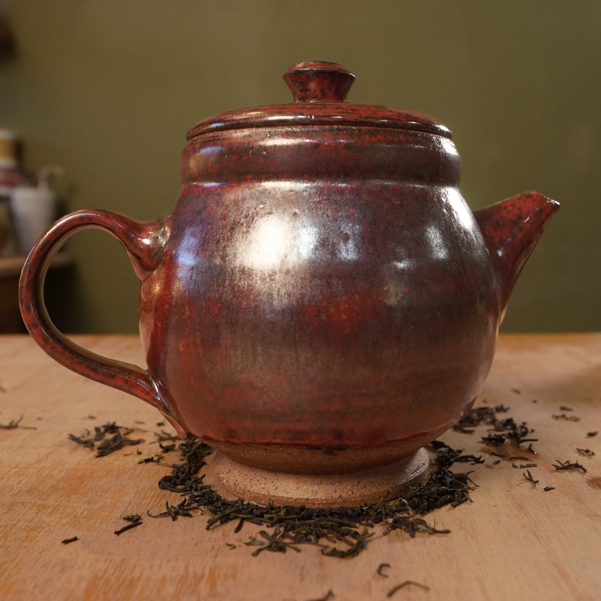 Handmade Copper Red Stoneware Teapot | Wheel-Thrown Ceramic Teapot