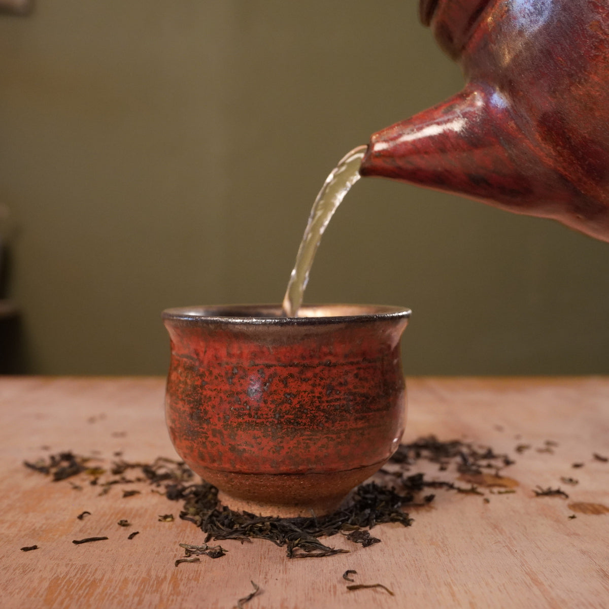 Handmade Copper Red Stoneware Teapot | Wheel-Thrown Ceramic Teapot