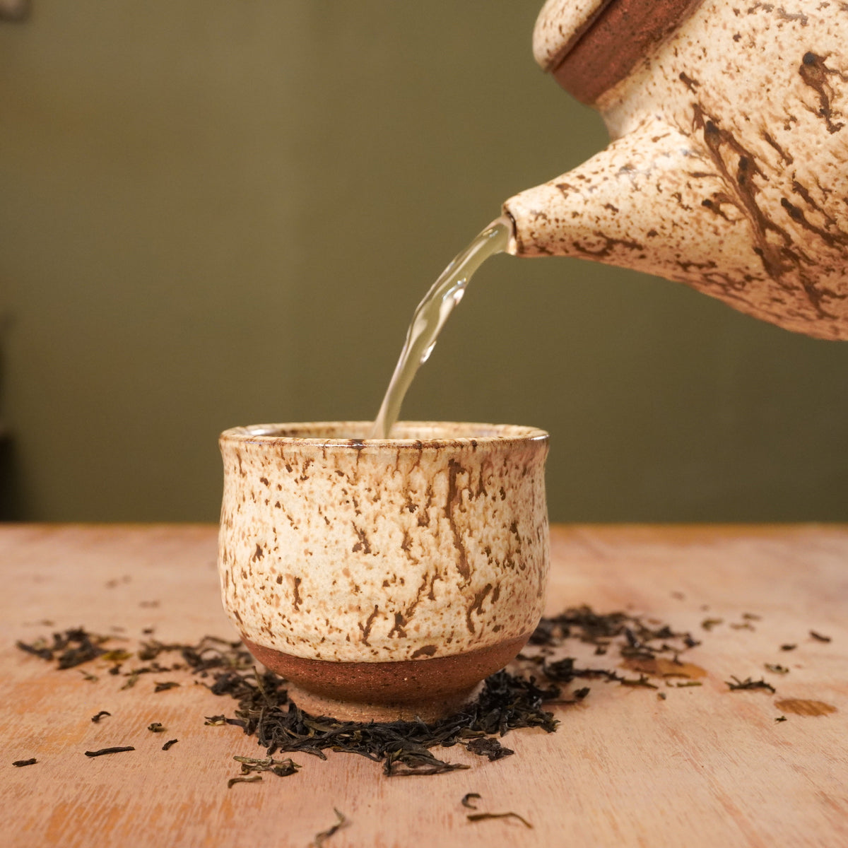 Handmade Birch Bark Stoneware Teapot | Wheel-Thrown Ceramic Teapot