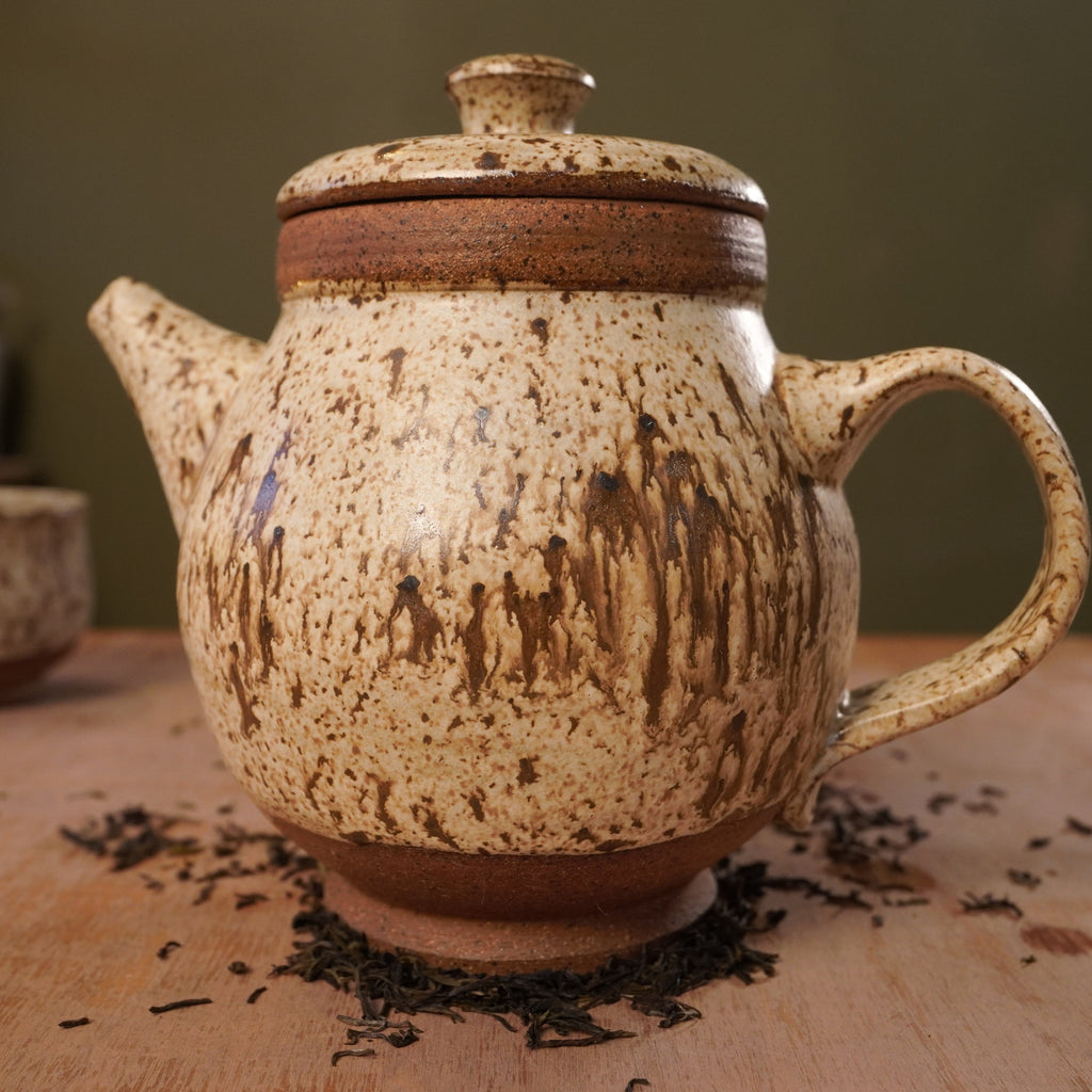 Handmade Birch Bark Stoneware Teapot | Wheel-Thrown Ceramic Teapot