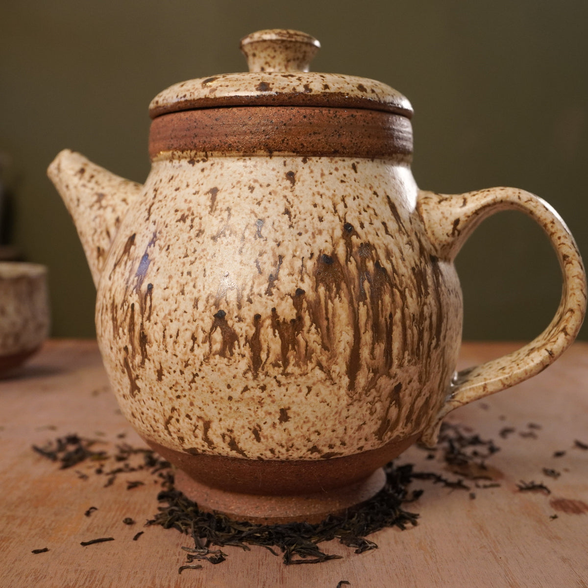 Handmade Birch Bark Stoneware Teapot | Wheel-Thrown Ceramic Teapot