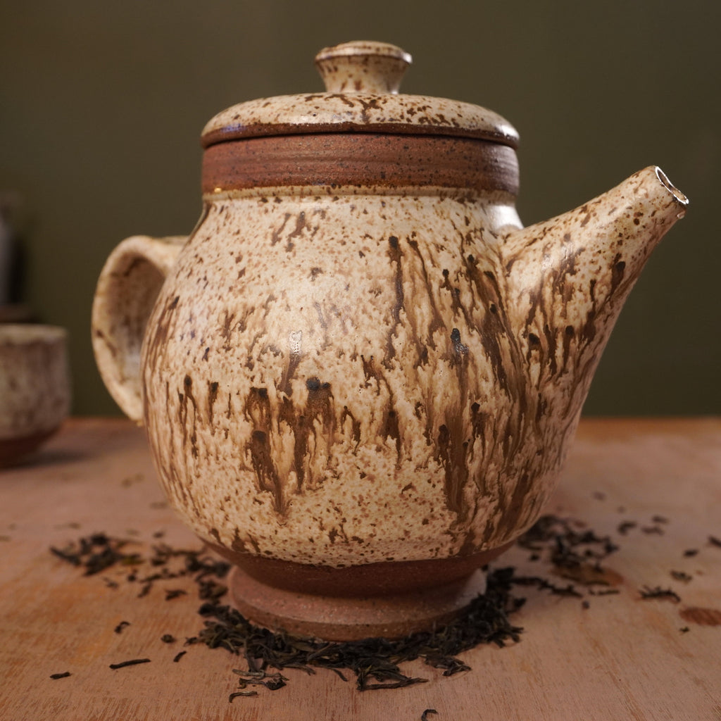 Handmade Birch Bark Stoneware Teapot | Wheel-Thrown Ceramic Teapot