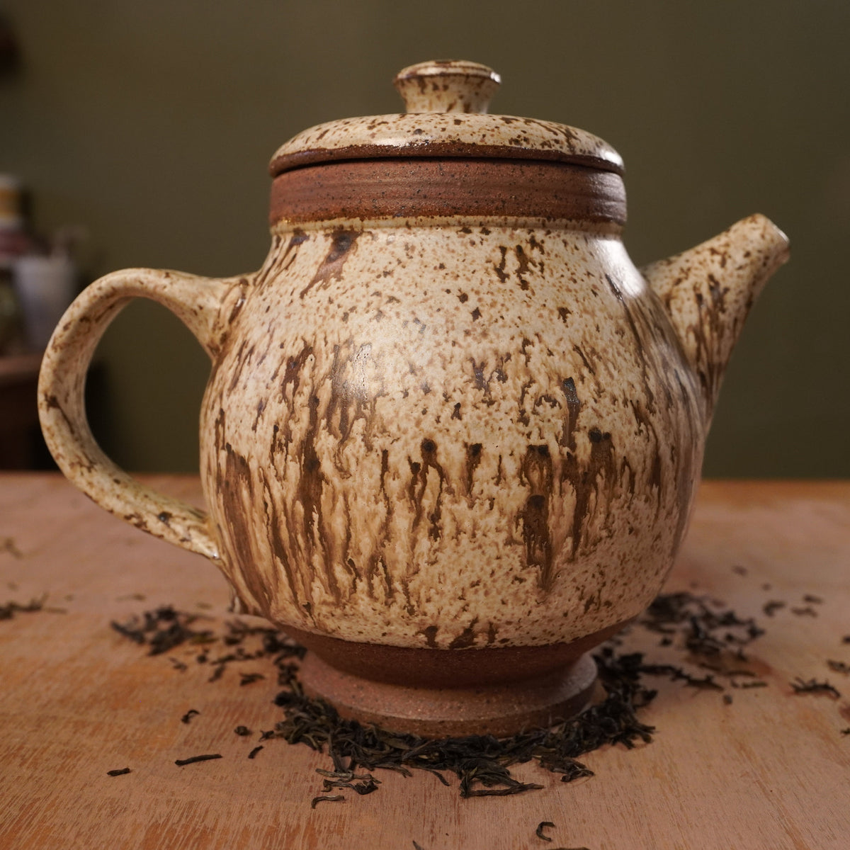 Handmade Birch Bark Stoneware Teapot | Wheel-Thrown Ceramic Teapot
