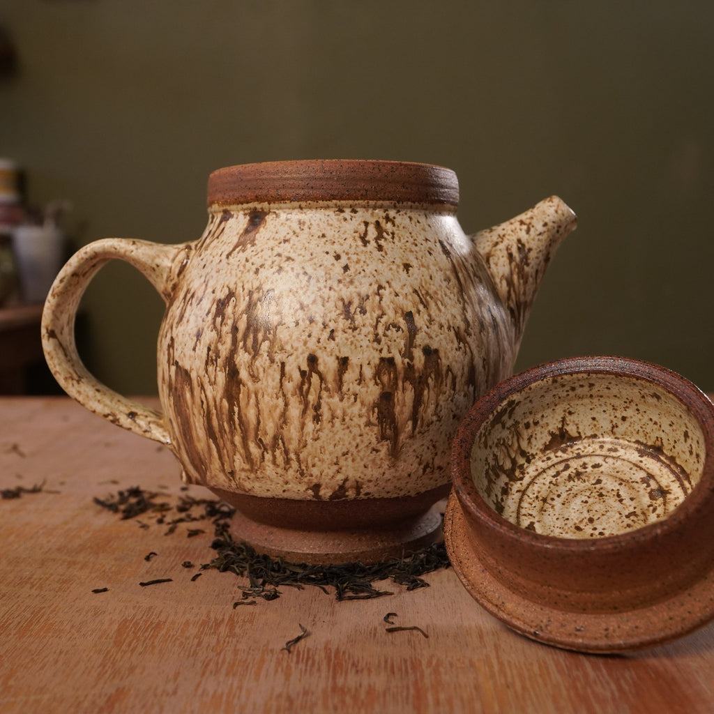 Handmade Birch Bark Stoneware Teapot | Wheel-Thrown Ceramic Teapot