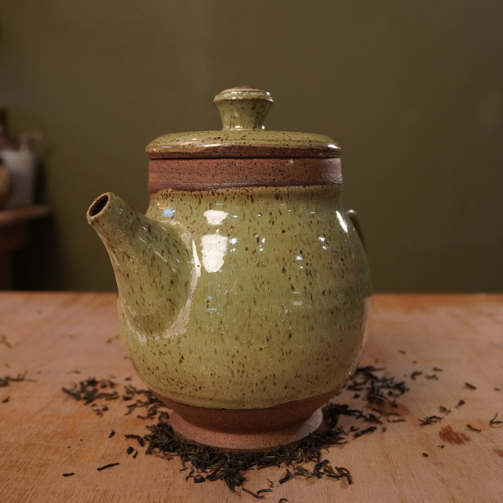 Handmade Light Green Stoneware Teapot | Wheel-Thrown Ceramic Teapot