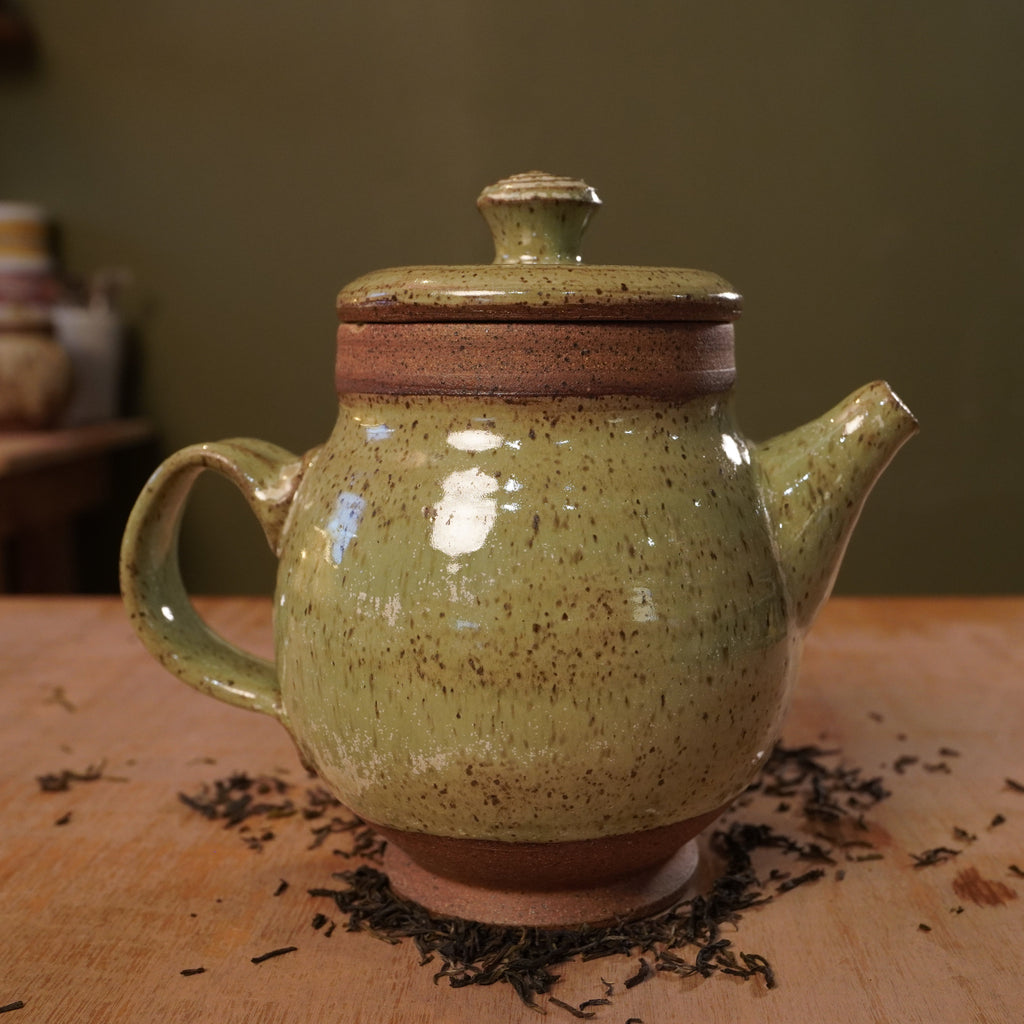 Handmade Light Green Stoneware Teapot | Wheel-Thrown Ceramic Teapot
