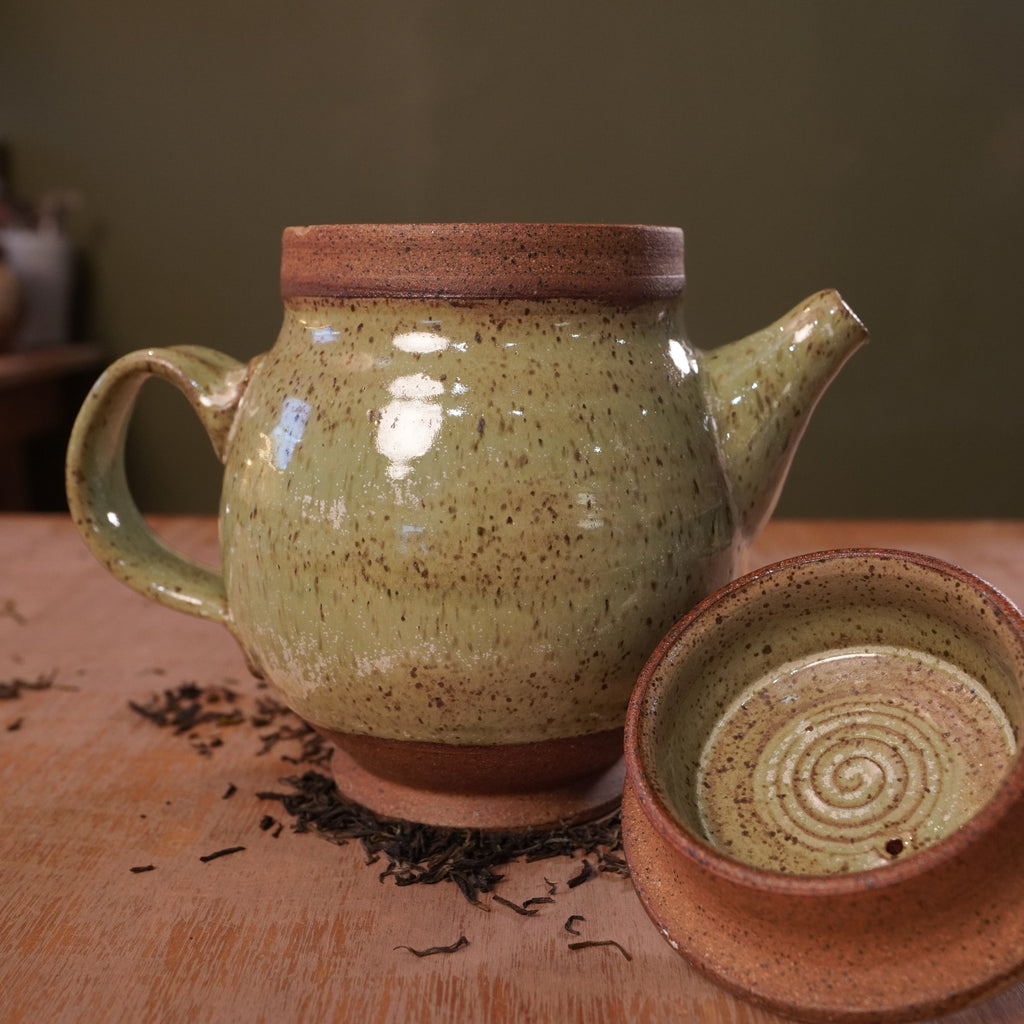 Handmade Light Green Stoneware Teapot | Wheel-Thrown Ceramic Teapot