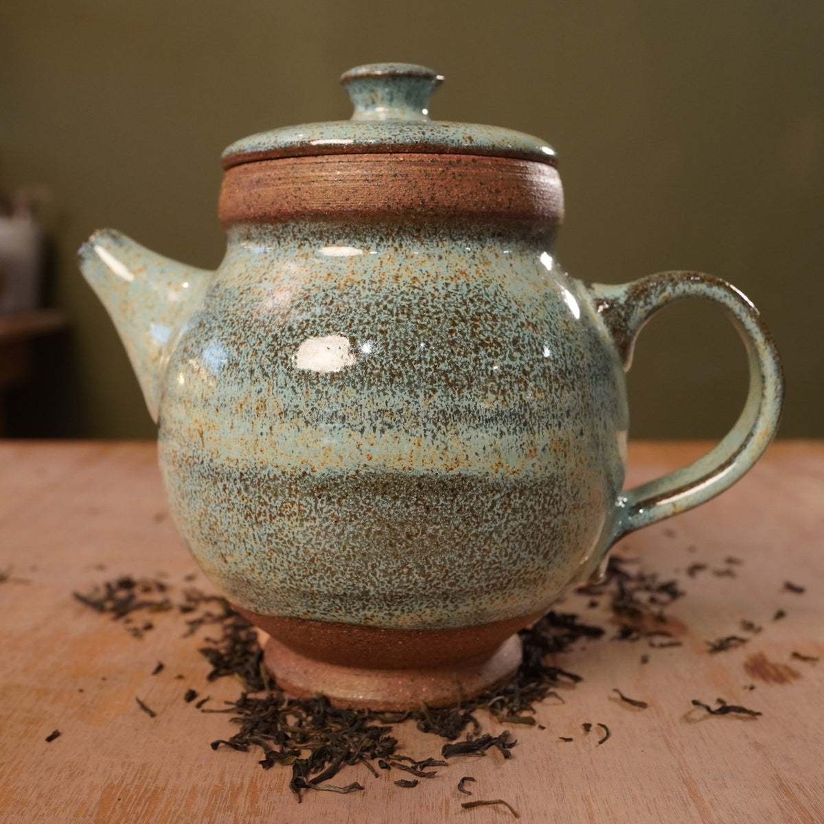 Handmade Lagoon Blue Stoneware Teapot | Wheel-Thrown Ceramic Teapot