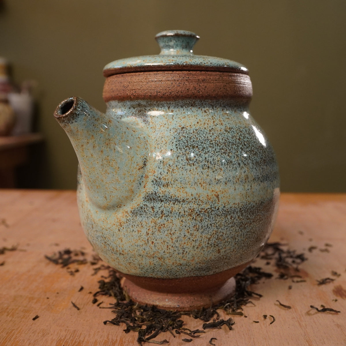 Handmade Lagoon Blue Stoneware Teapot | Wheel-Thrown Ceramic Teapot