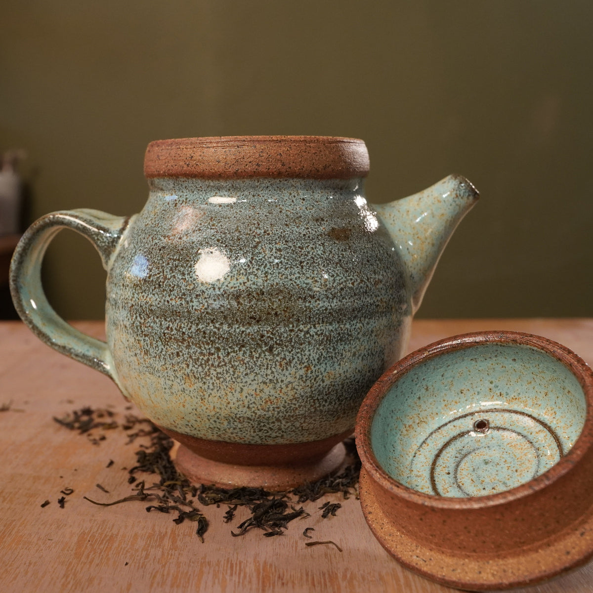 Handmade Lagoon Blue Stoneware Teapot | Wheel-Thrown Ceramic Teapot